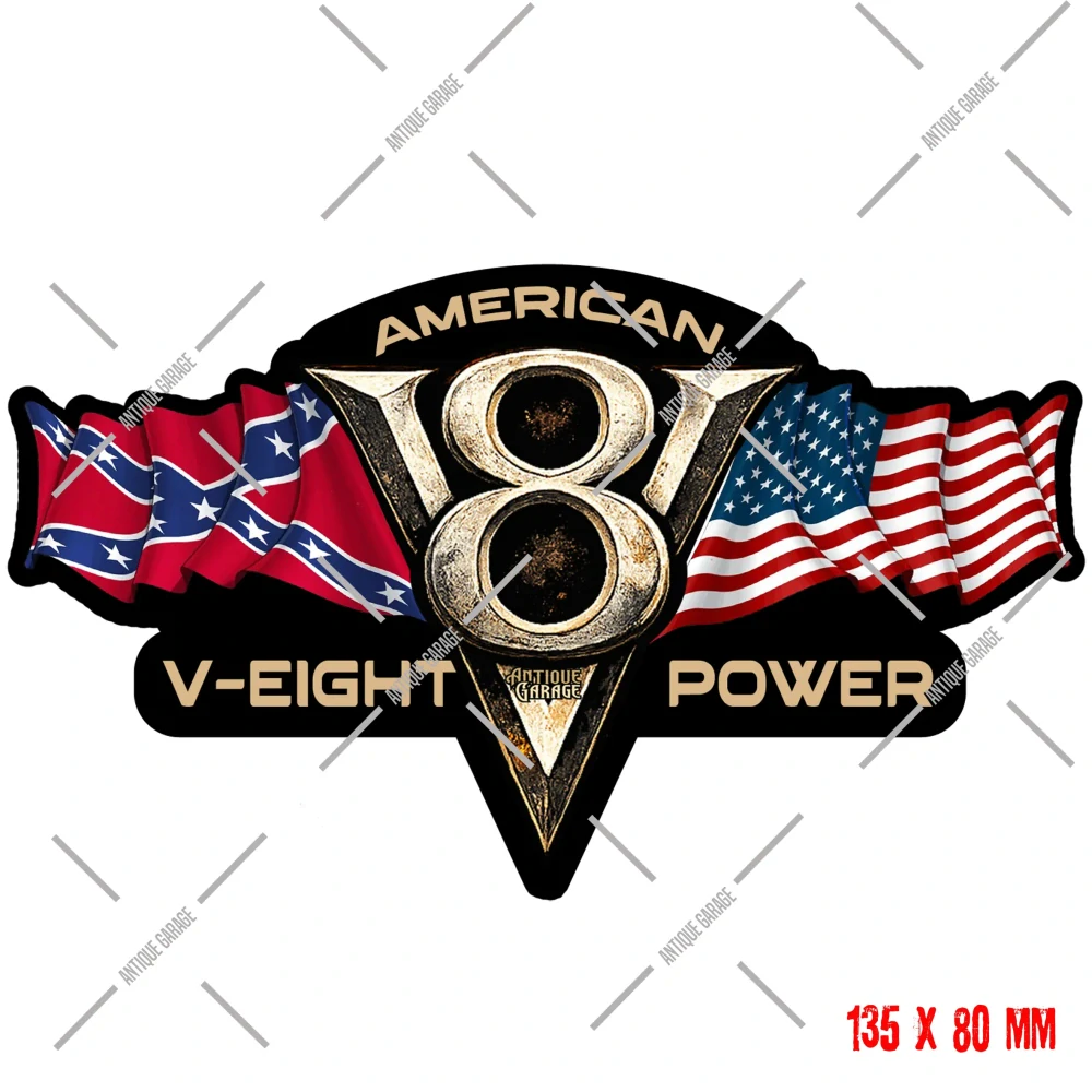 Samolepka American V-Eight Power Flags