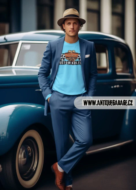 Tričko KUSTOM KULTURE MODRÉ