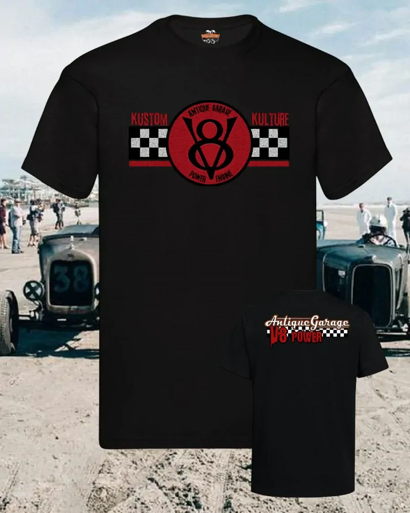 Tričko V8 round & race flag
