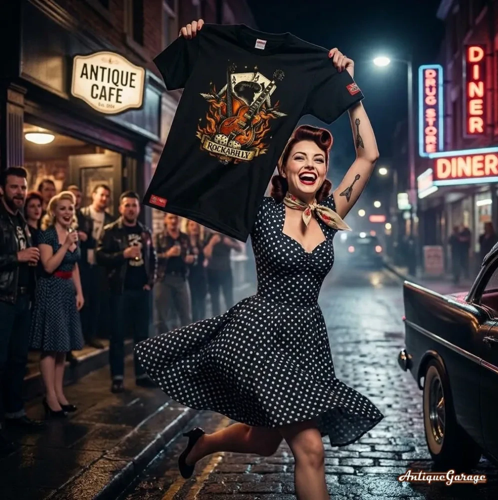 Tričko Rockabilly & Flame Guitar
