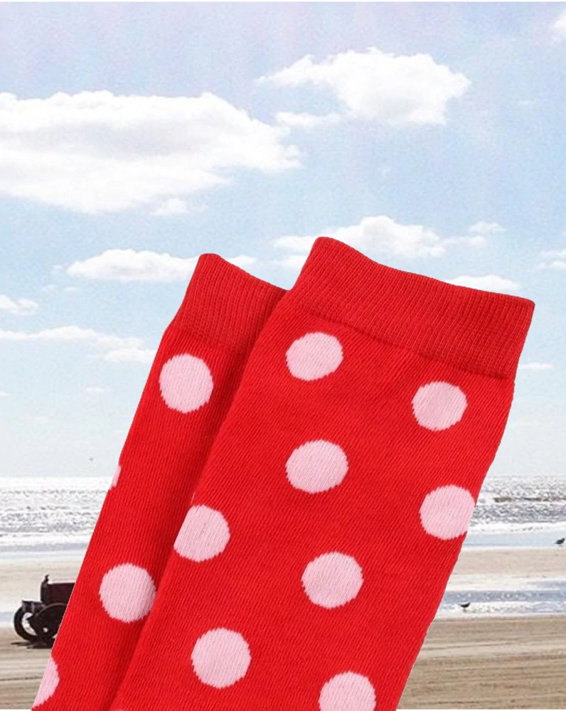 Pin Up Červené punčochy s bílými puntíky