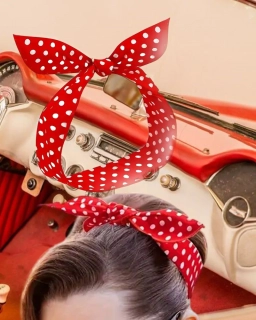 Stuha do vlasů Rockabilly PinUp - červená