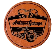 kožená nášivka kruh Antique Garage černá