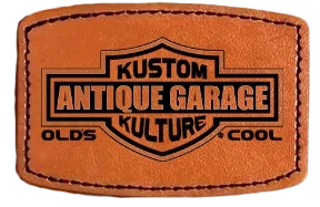 kožená nášivka oblý obdélník Antique Garage Kustom Kulture