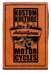 kožená nášivka obdélník Antique Garage Kustom Kulture Motorcycles