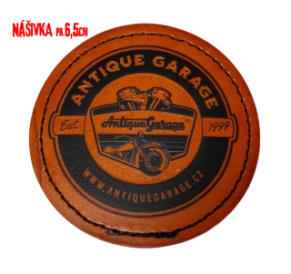 kožená nášivka Antique Garage kruh2 černá