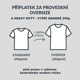 Oversize velikost trička - příplatek